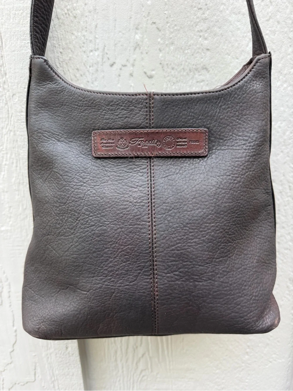 Vintage Fossil 1954 Chocolate Brown Leather Shoulder Bag Purse 75082 Y2K